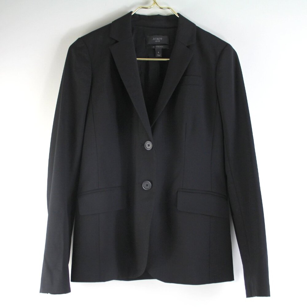 J. Crew 1035 Tollegno 1900 Stretch Wool Black Single Breasted 2 Button Blazer 2